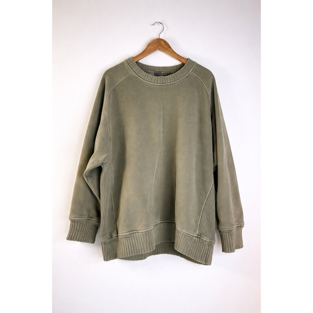 Aerie Olive Green Sweatshirt Oversized Crewneck Ribbed Cozy Pullover